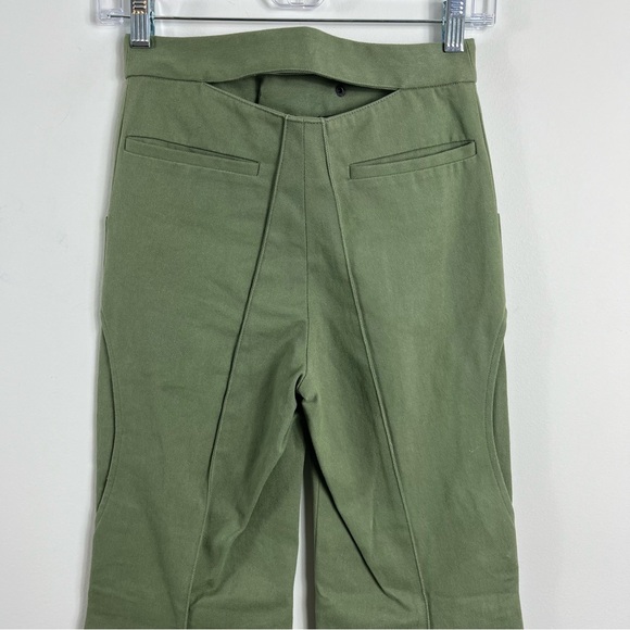 Head Of State Ogun Flare Cargo Zip Cut Out Trousers Size 24 Green - Picture 8 of 9
